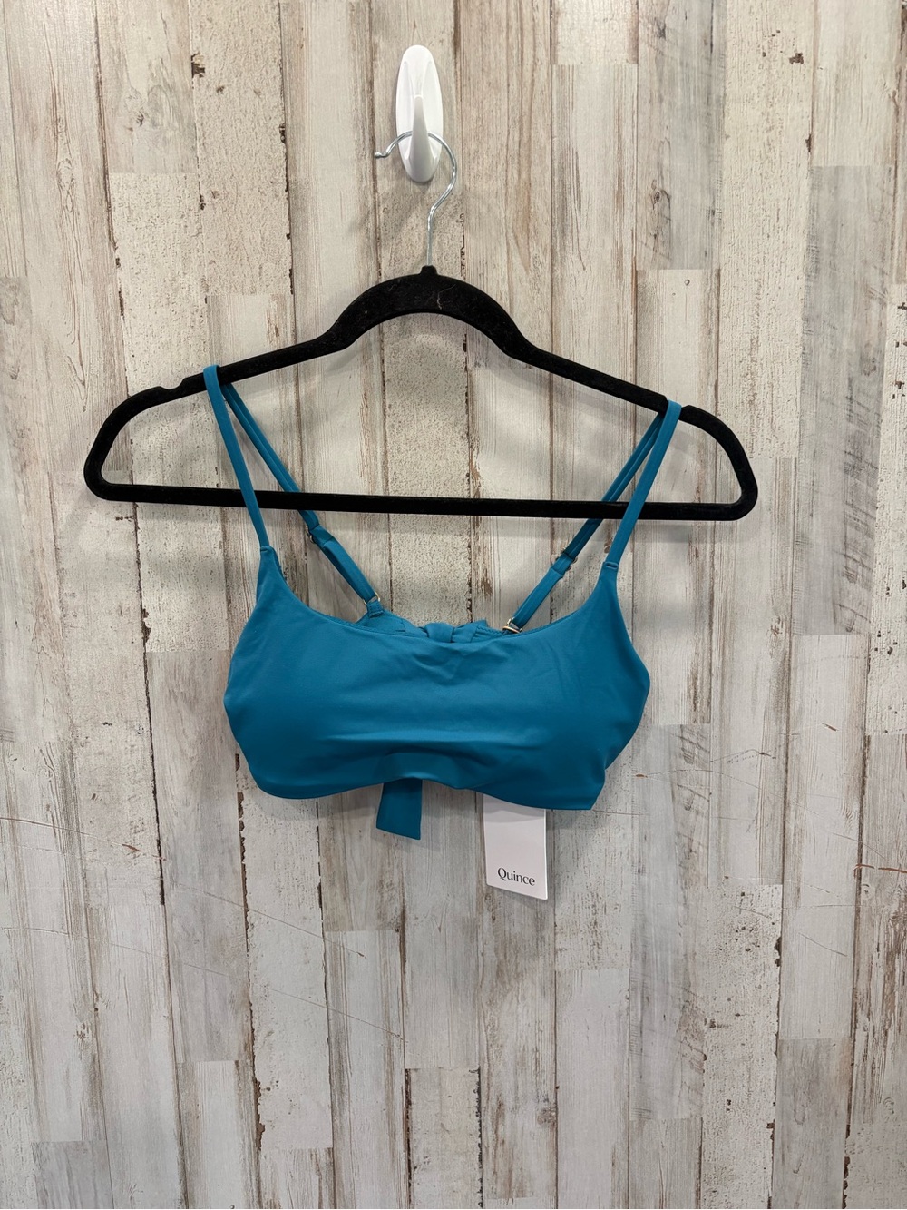 New Quince Italian Scoop Neck Bikini Top Lagoon Blue Small Resort Beach Pool